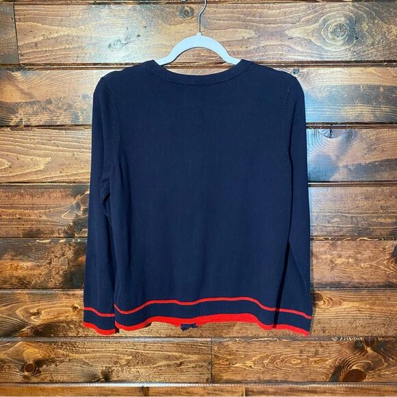 Talbots Lightweight Button Ruffle Nautical Cashmere Blend Cardigan Women Size LP - Picture 15 of 16